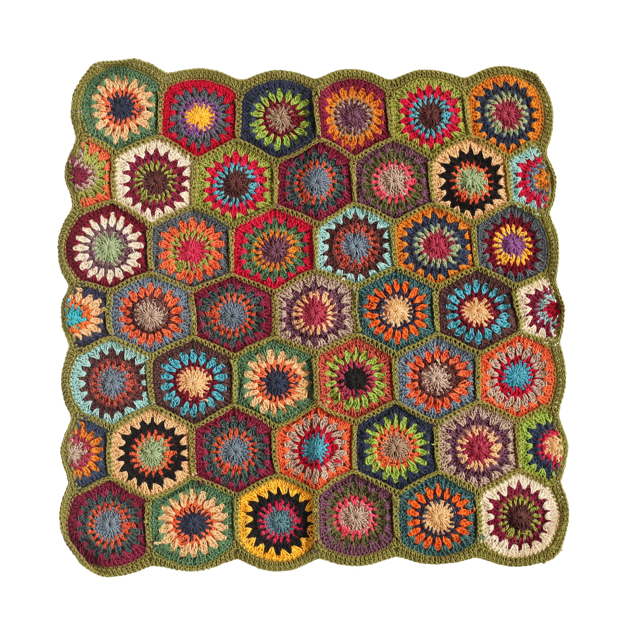 Sitz-Cover gehäkelt, grüne Umrandung, T 45 cm, B 45 cm von fischer's lagerhaus