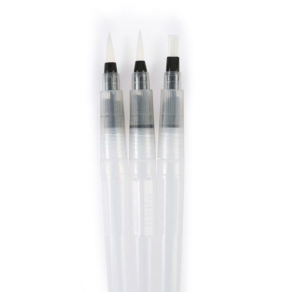 Set de 3 pinceaux à réservoir d'eau - 2 ronds et 1 plat