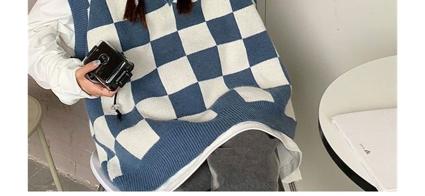Fabricino - V-hals geruit vest