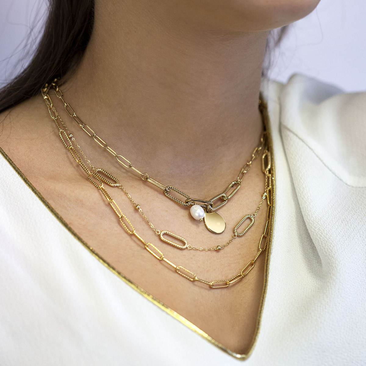 Collier acier jaune 50 cm