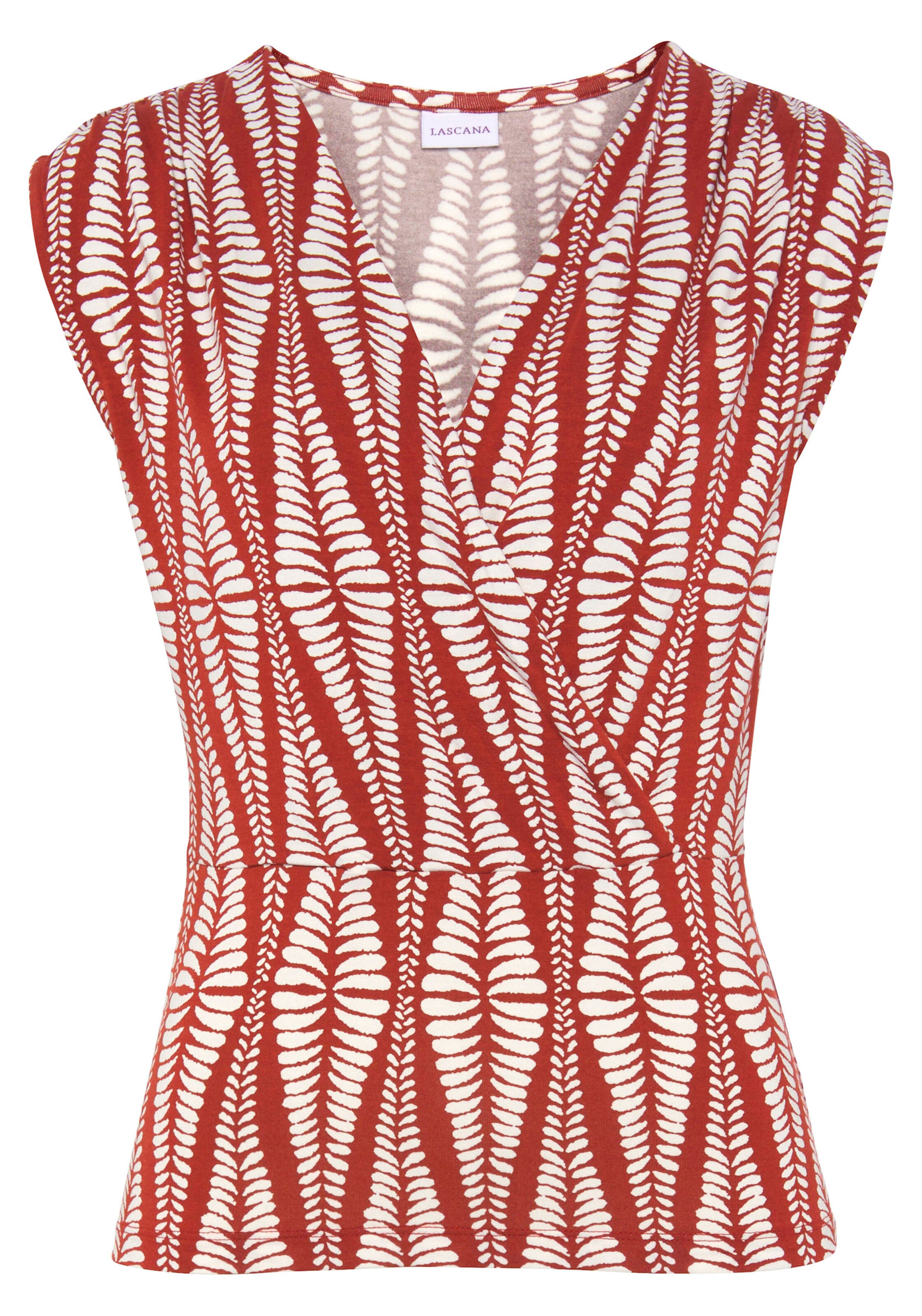 LASCANA Shirttop in terracotta-creme bedruckt