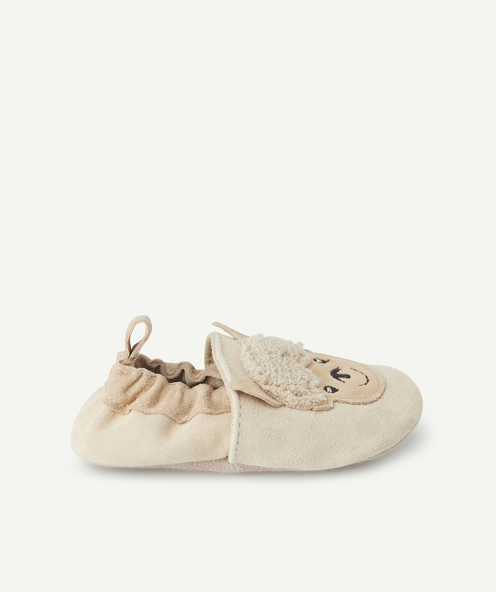 chaussons bébé garçon beige avec animation mouton