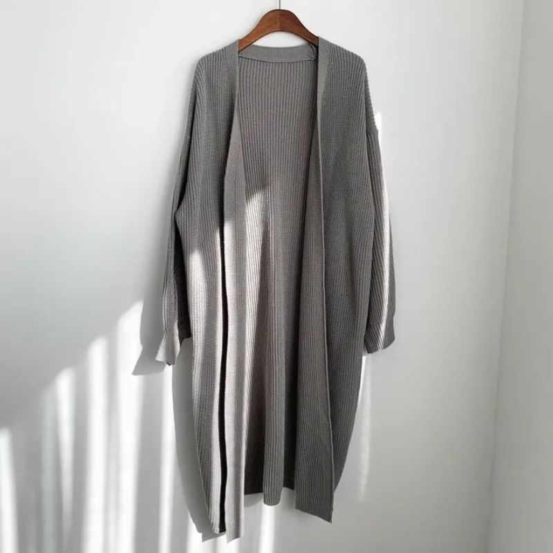 PINPI - Open Voorkant Effen Lange Cardigan