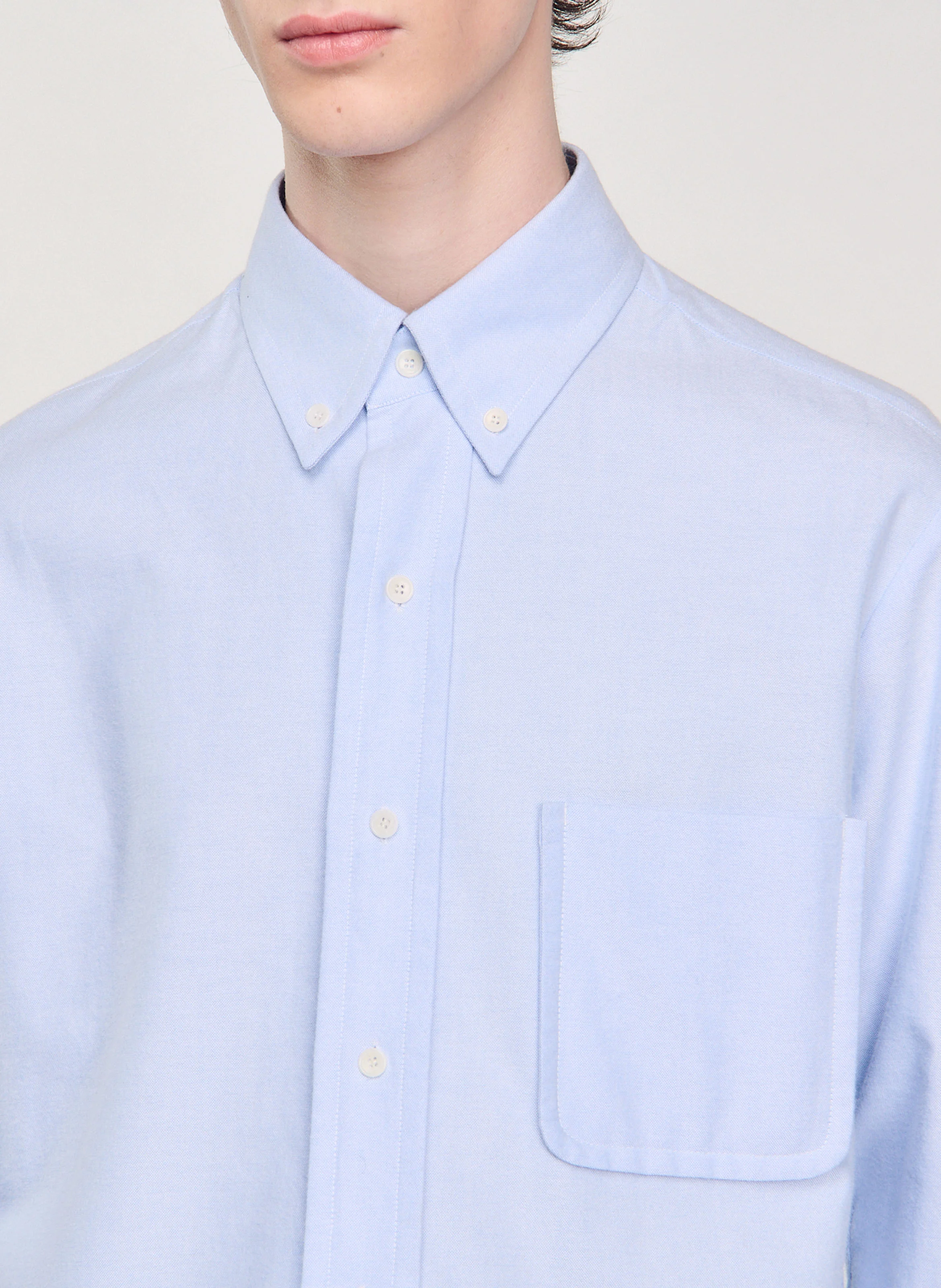 Chemise en oxford flannel en coton| Bleu