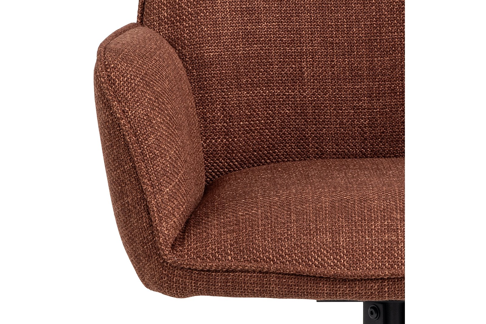 Glenda spisestol med arm Tekstil Basel 44 Terracotta med sortlakkert stålben