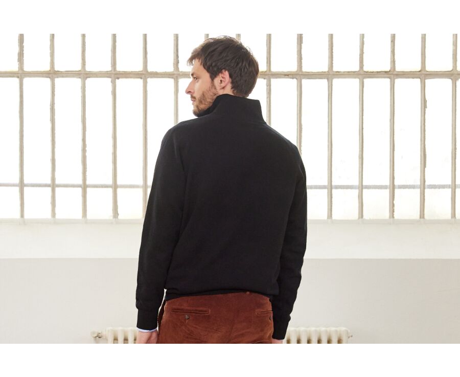 Pull homme laine col zippé Noir - KENNETH