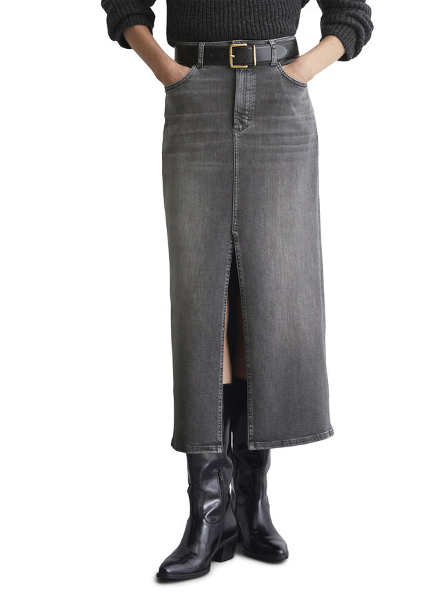 Marc O’Polo Denim Skirt, high waist, regular le Dark grey lefthand wash