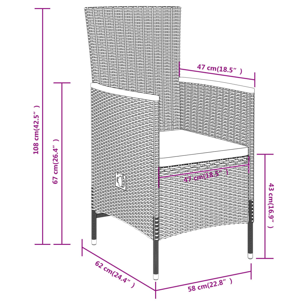 Ensemble de salle à manger de jardin meuble extérieur avec coussins 3 pièces gris