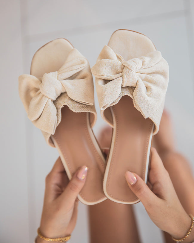 Sandale plate femme mule beige - Maïlys