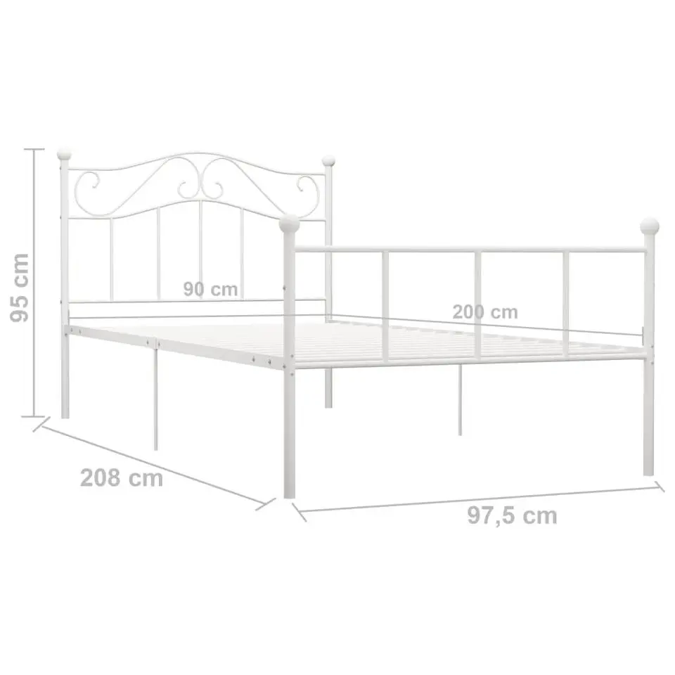 vidaXL - Bed frame - Wit - Metaal - 90 x 200 cm
