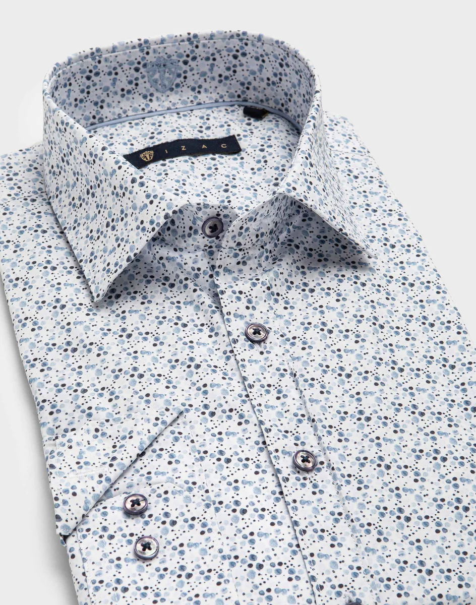 Chemise micro motif bleu