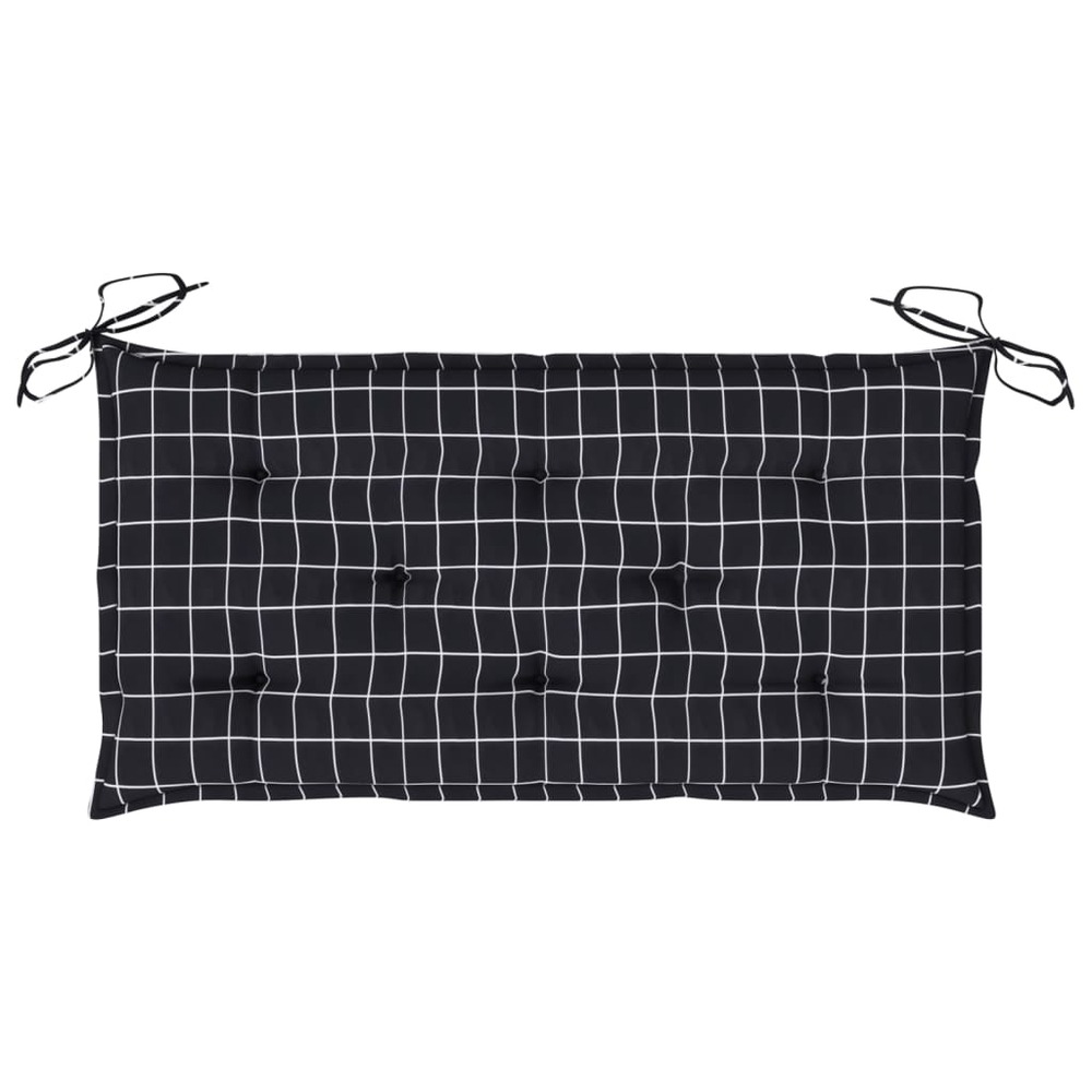 Coussin de banc de jardin carreaux noir 100x50x7cm tissu oxford