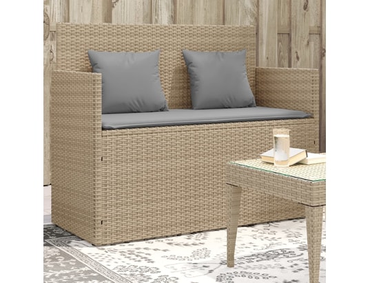 VIDAXL - Banc de jardin avec coussins beige résine tressée