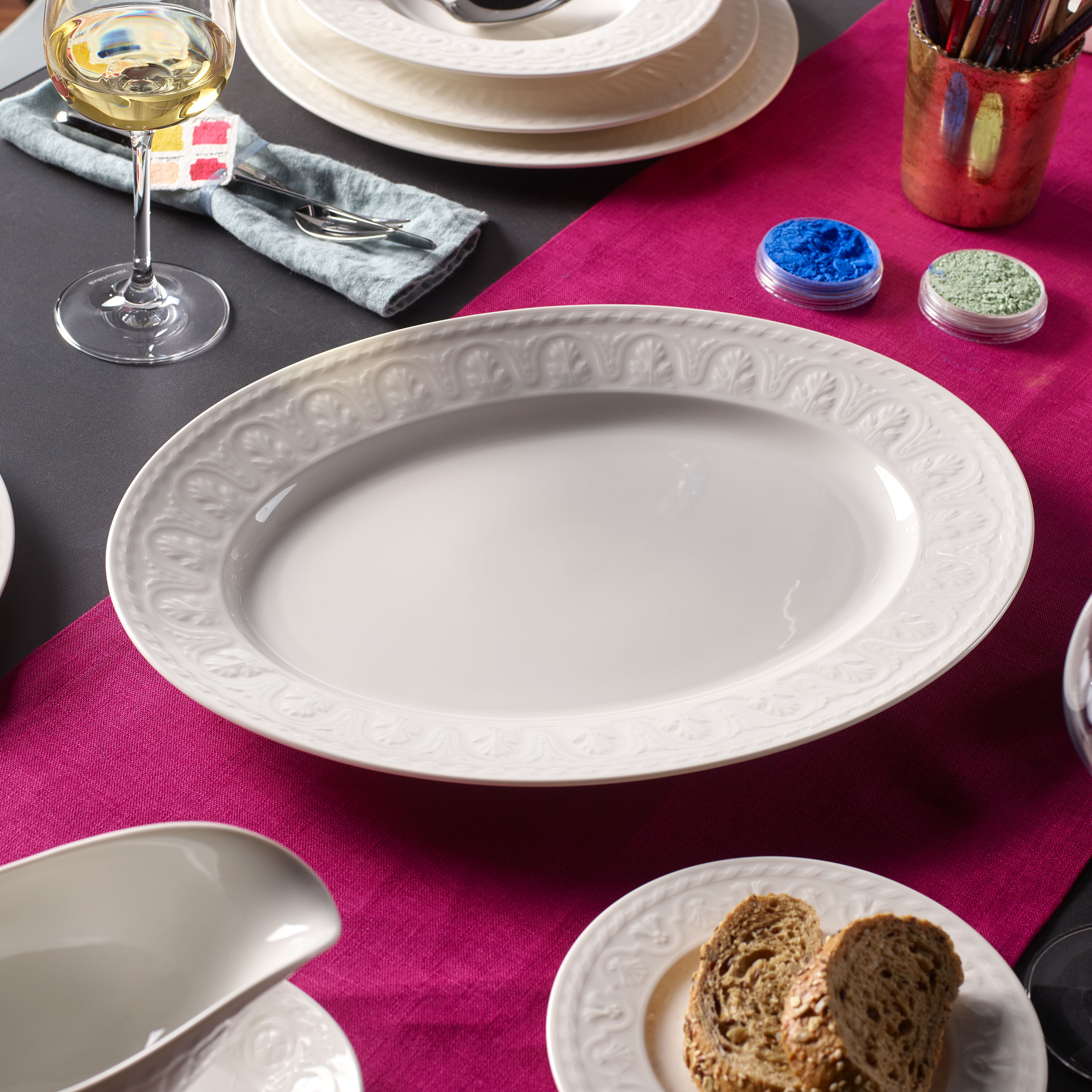 Cellini Serving tray White, 15.8'' x 11.7'', Premium Porcelain