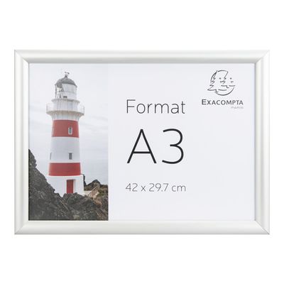 Exacompta Office cadre - Cadre mural clipsable pour A3 - aluminium/cristal