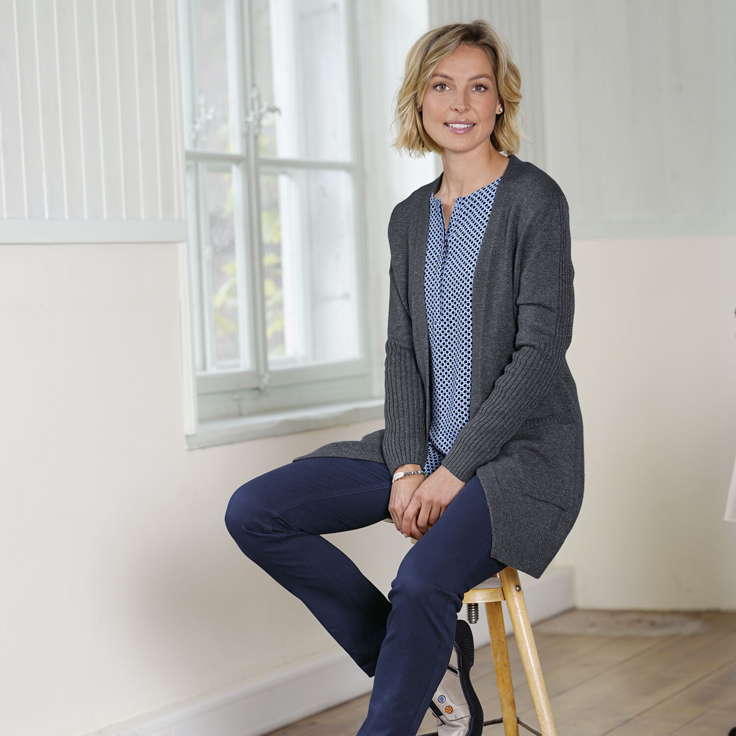 Longcardigan mit Ripp-Effekt