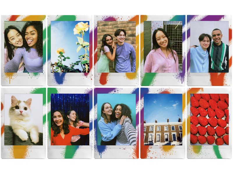 Fujifilm Sofortbildfilm Instax Mini 10 Blatt Spray Art Kompakte Analogfilme mit einzigartigem Spray Design