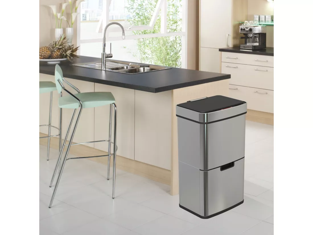 Poubelle De Cuisine Automatique NARVIK Argent Acier inoxydable 75 L