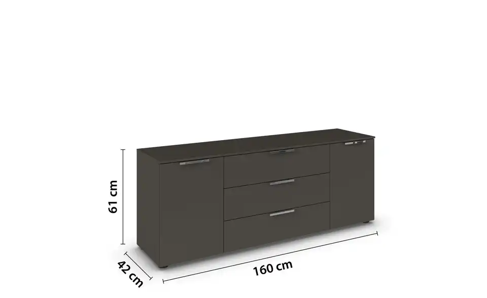 Sideboard Graphit Graphit Front: Dekor, Oberboden: Dekor verchromt