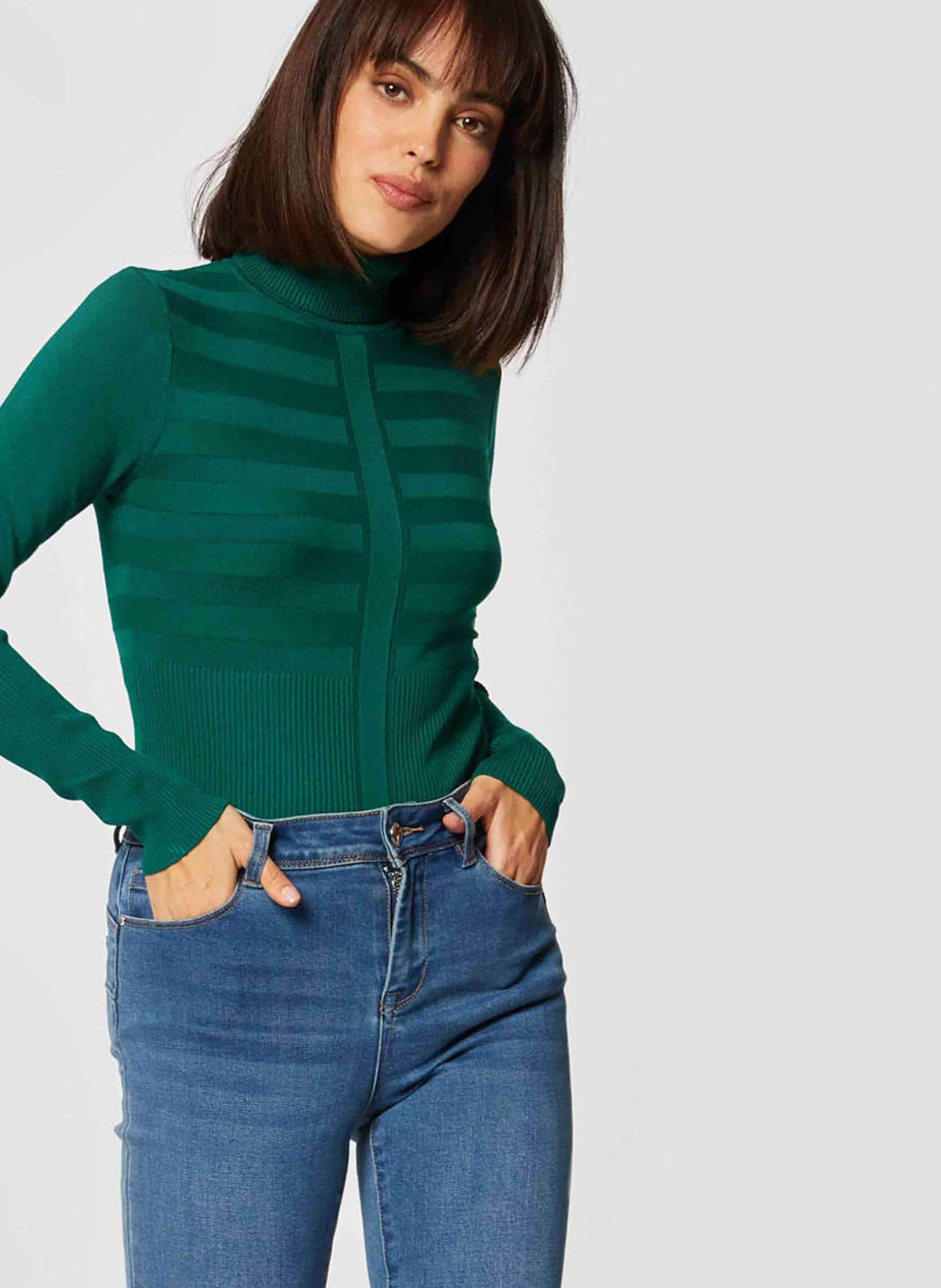 Pull col roulé | Vert