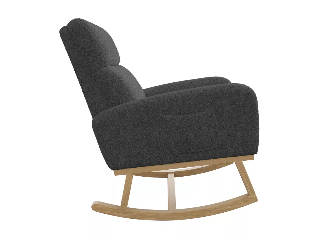 Fauteuil à bascule, avec accoudoirs, , dossier incliné, pieds en bois massif, - Gris foncé