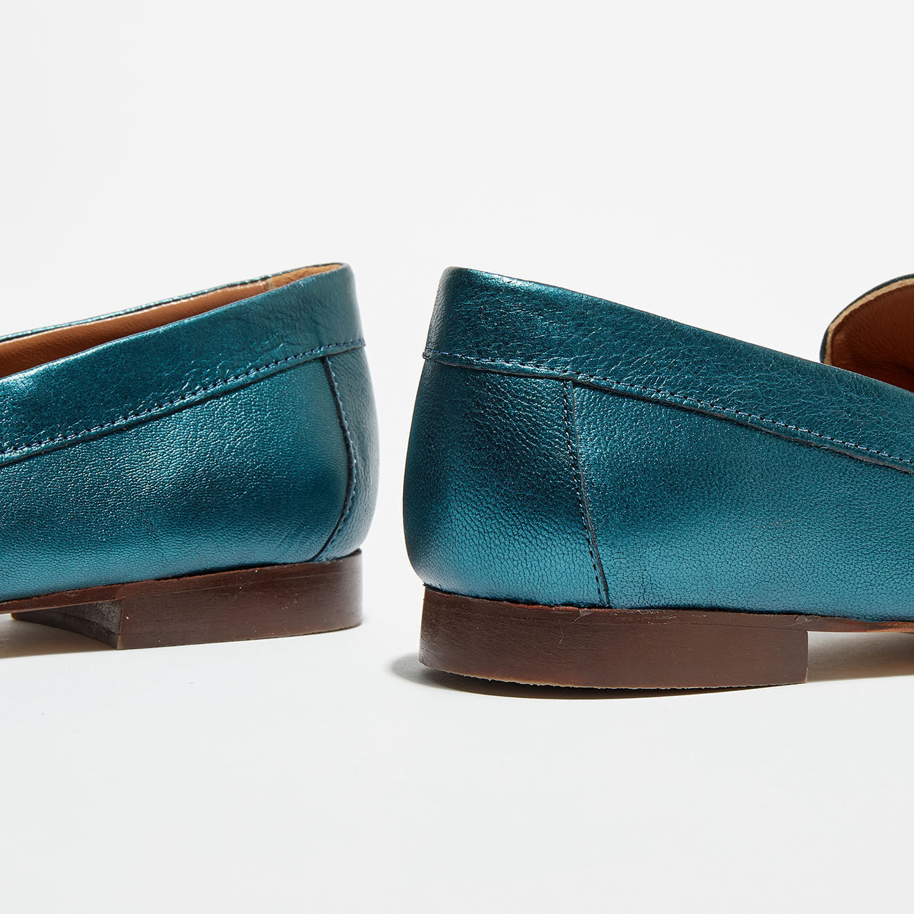 Quartier Latin Mocassins en Cuir Love irisés émeraude