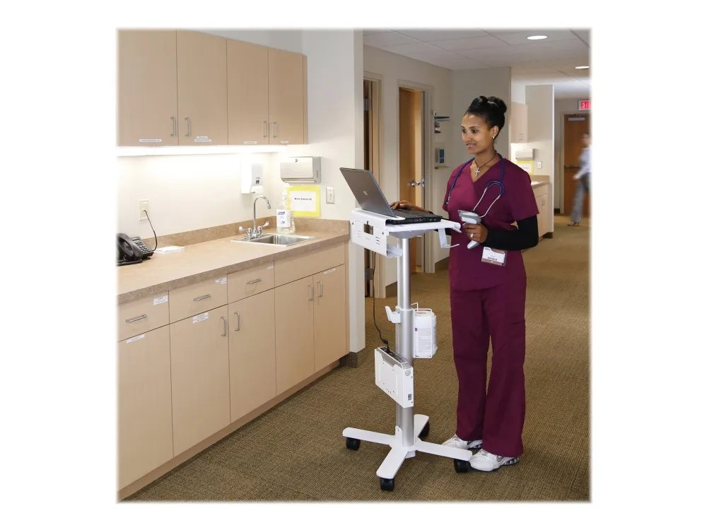 Ergotron StyleView - Vogn med hjul - til let brug - for notebook/stregkodescanner - medicinsk - stål - hvid, aluminium - skærmstørrelse: op til 17