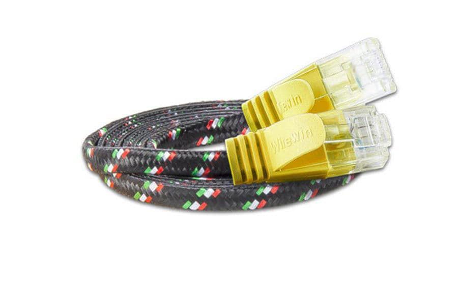 Slimpatchkabel RJ-45 - RJ-45, Cat 6, UTP, 0.25 m, GelbRobustes, geschirmtes Twisted-Pair-Kabel (STP) mit Klinkenschutz