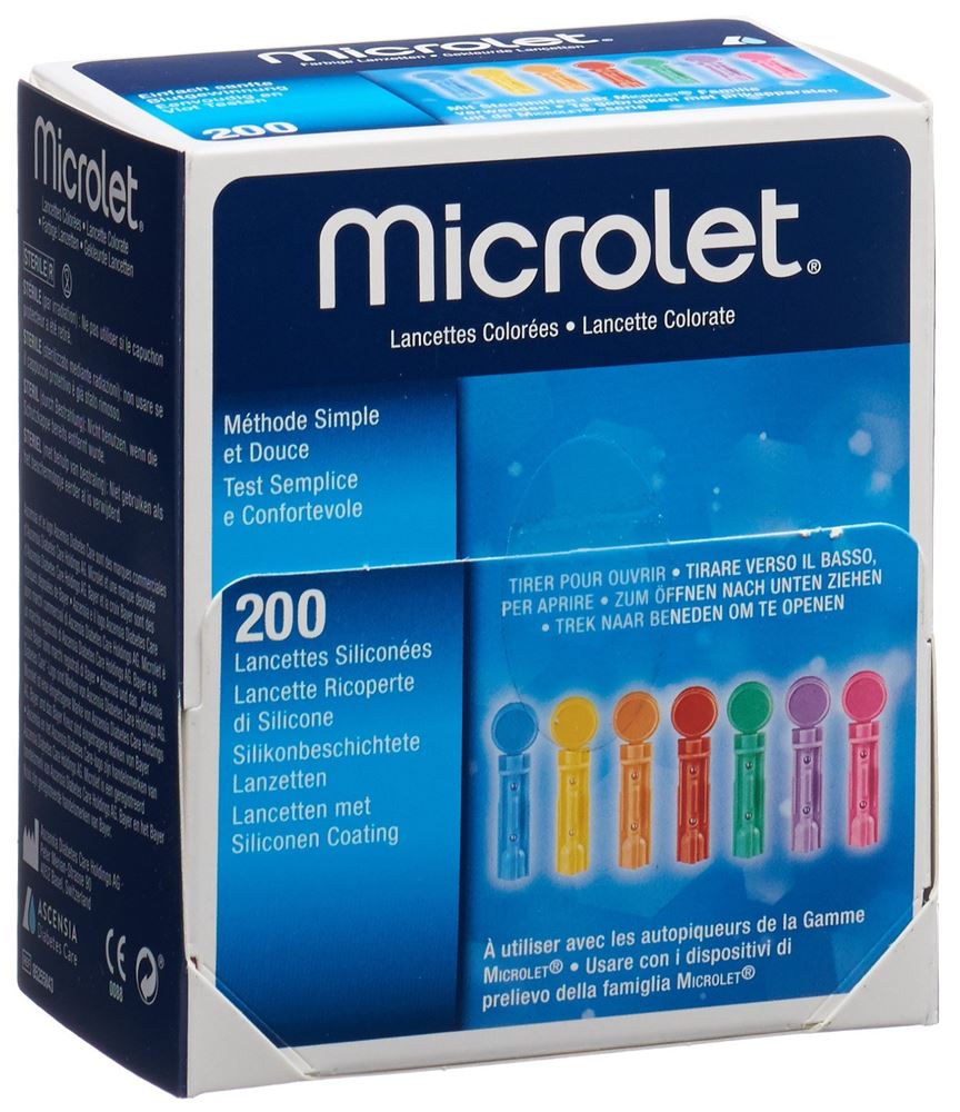 MICROLET Lanzetten farbig<br>200 Stück