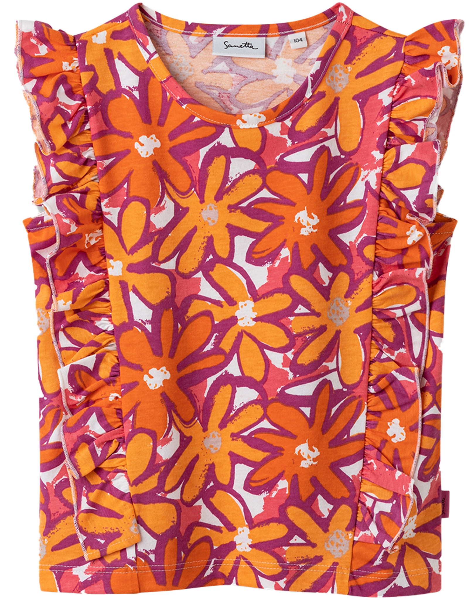 T-Shirt FLOWERS ärmellos in white pebble