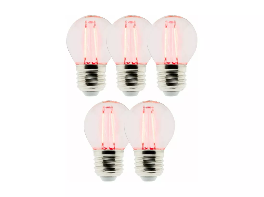 Lot de 5 Ampoules LED déco filament Rouge 3W E27 sphérique - Zenitech