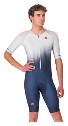 Combinaison Trifonction Castelli Core Tri Top Free Speed 3 Homme MC Bleu Blanc