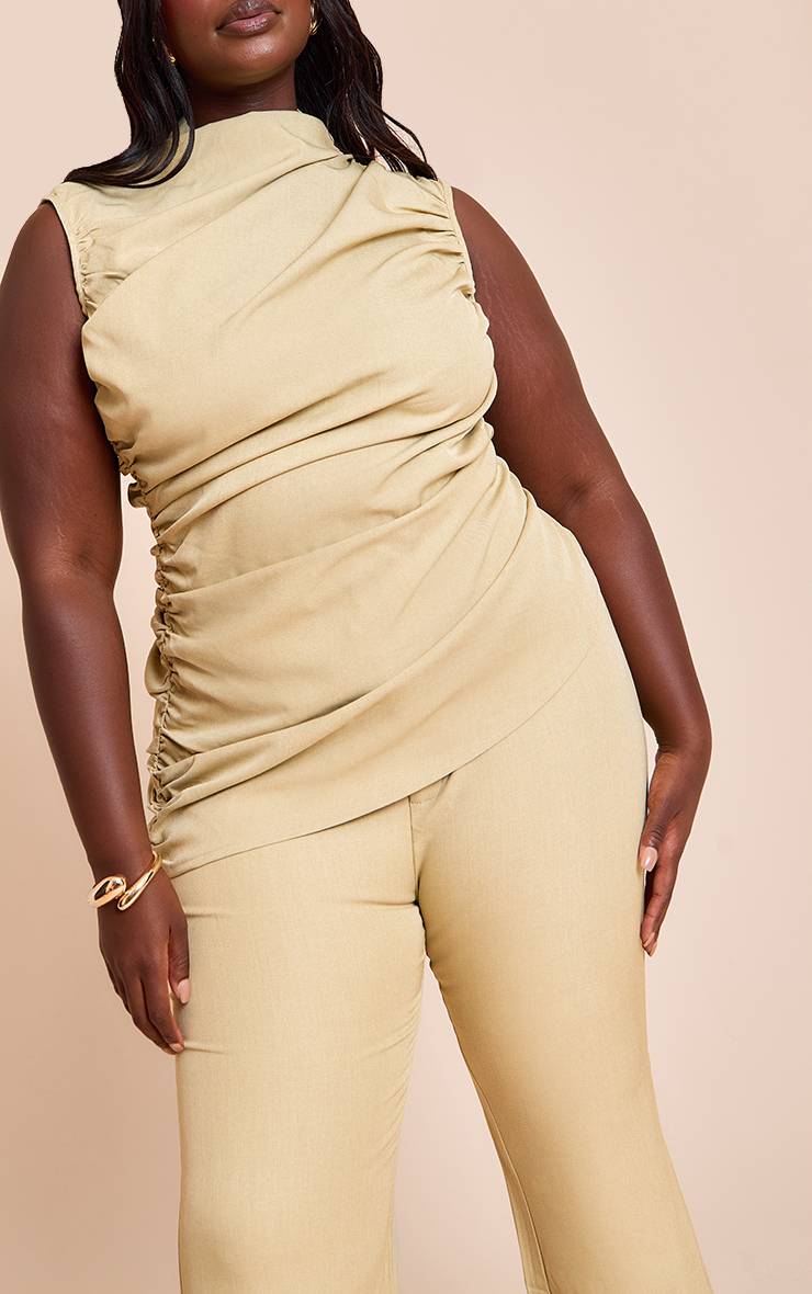 Vert Pantalon Droit Ajusté Grande Taille Ensemble Coordonné