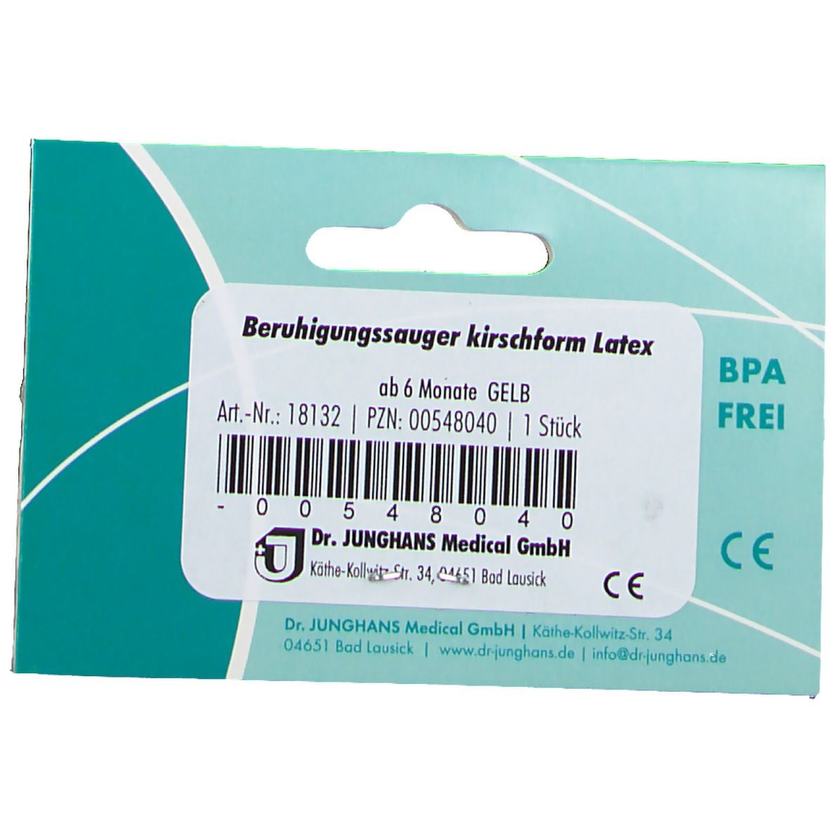 Dr. Junghans® Beruhigungssauger kirschform Latex ab 6 Monaten gelb