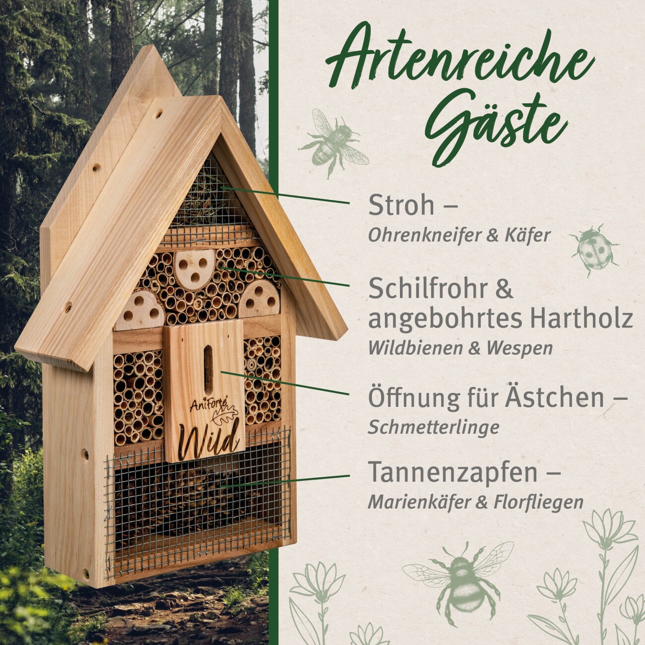 AniForte Wild Insektenhotel mit Lockstoff
