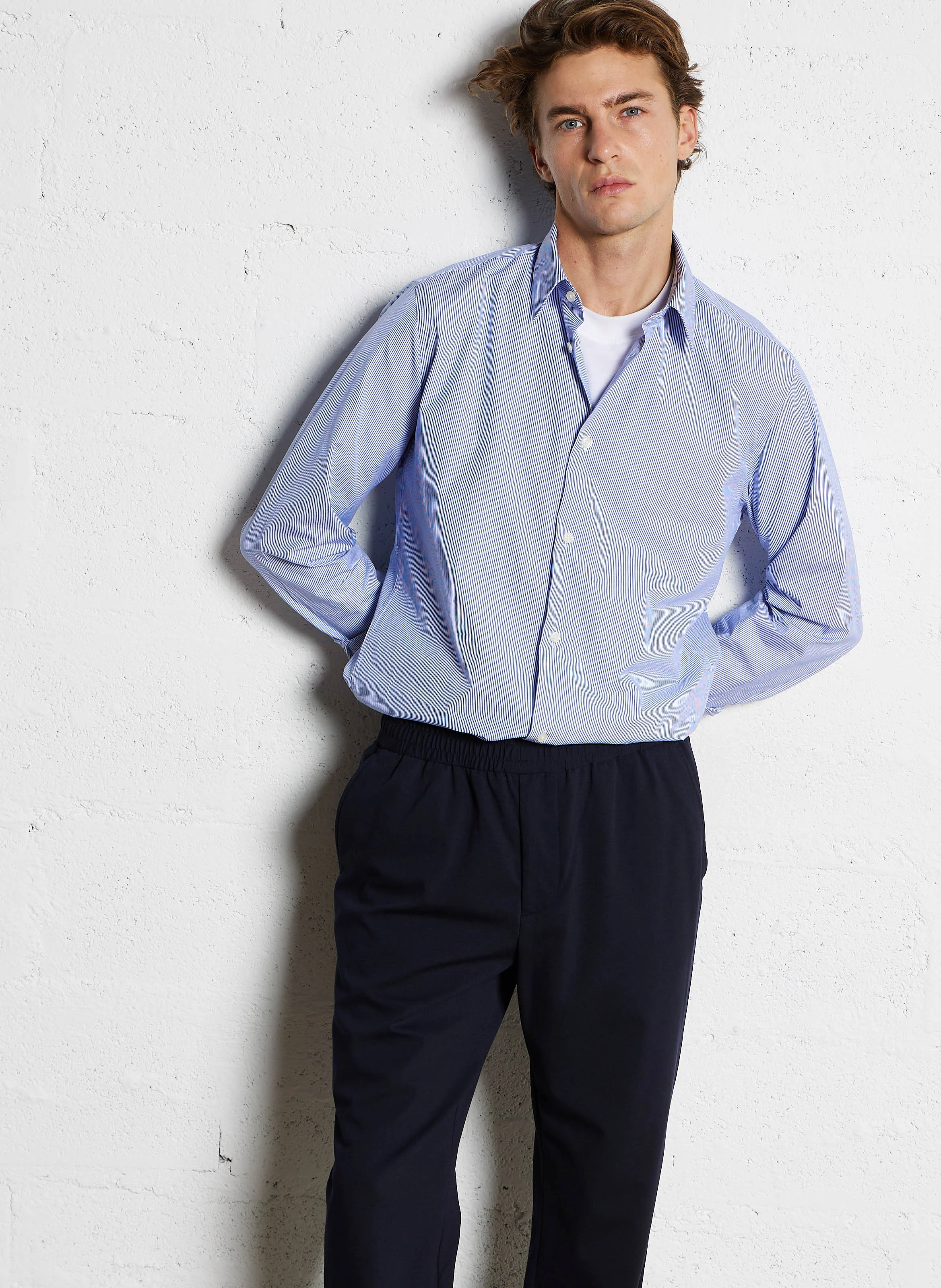 CAYUR - Chemise slim rayée en coton | Bleu
