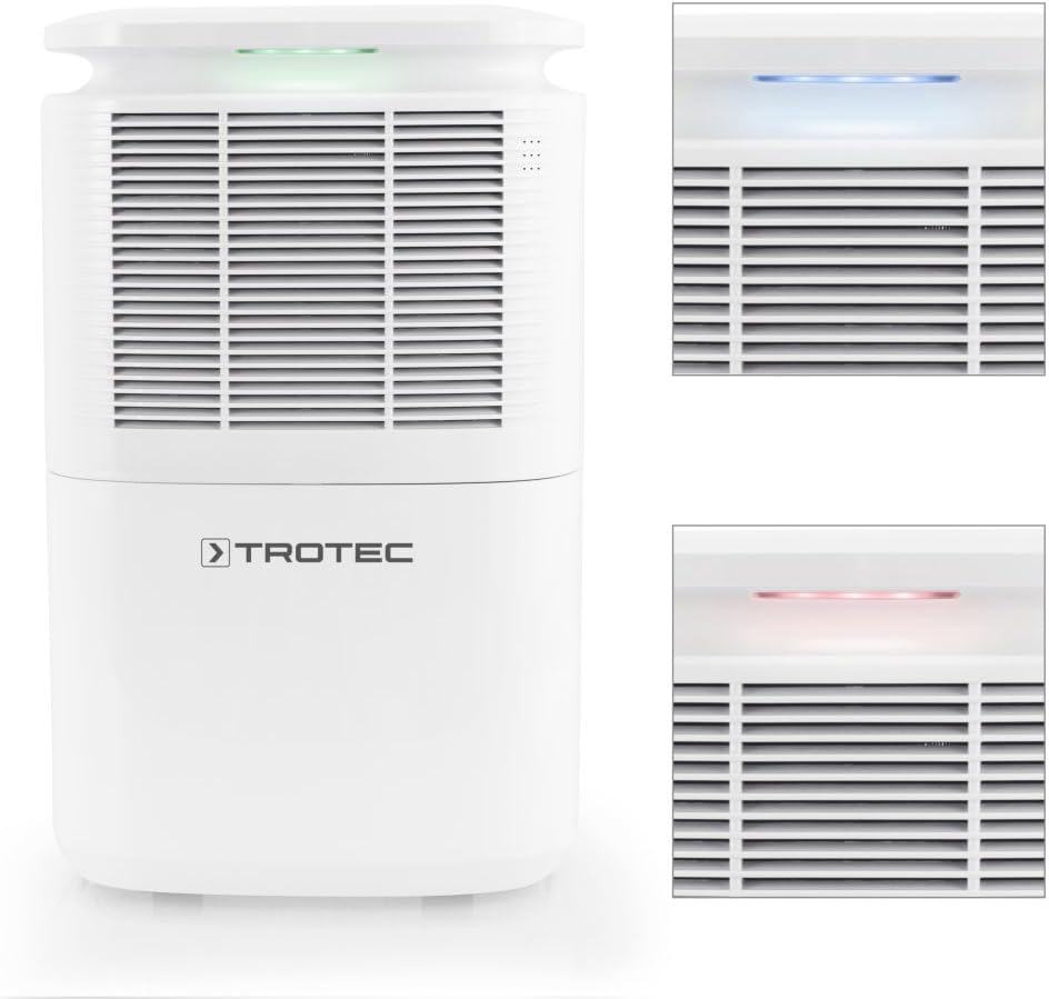 TROTEC TTK 30 E Déshumidificateur d'air, Déshumidificateur Electrique, Déshumidificateur Portable, Absorbeur d'humidité, Déshumidification Max. 12 l/j, pour 15 m² Max., Hygrostat intégré