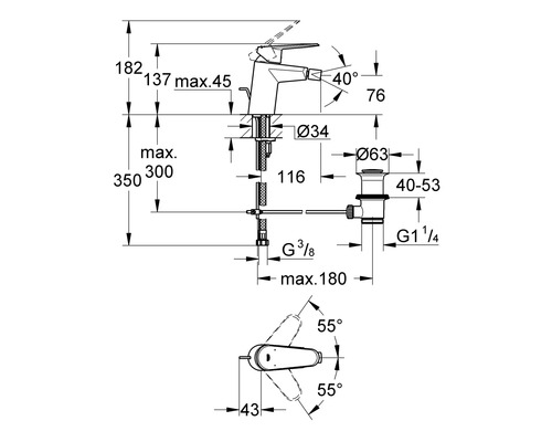 GROHE bidetmengkraan EURODISC COSMOPOLITAN chroom 33244002