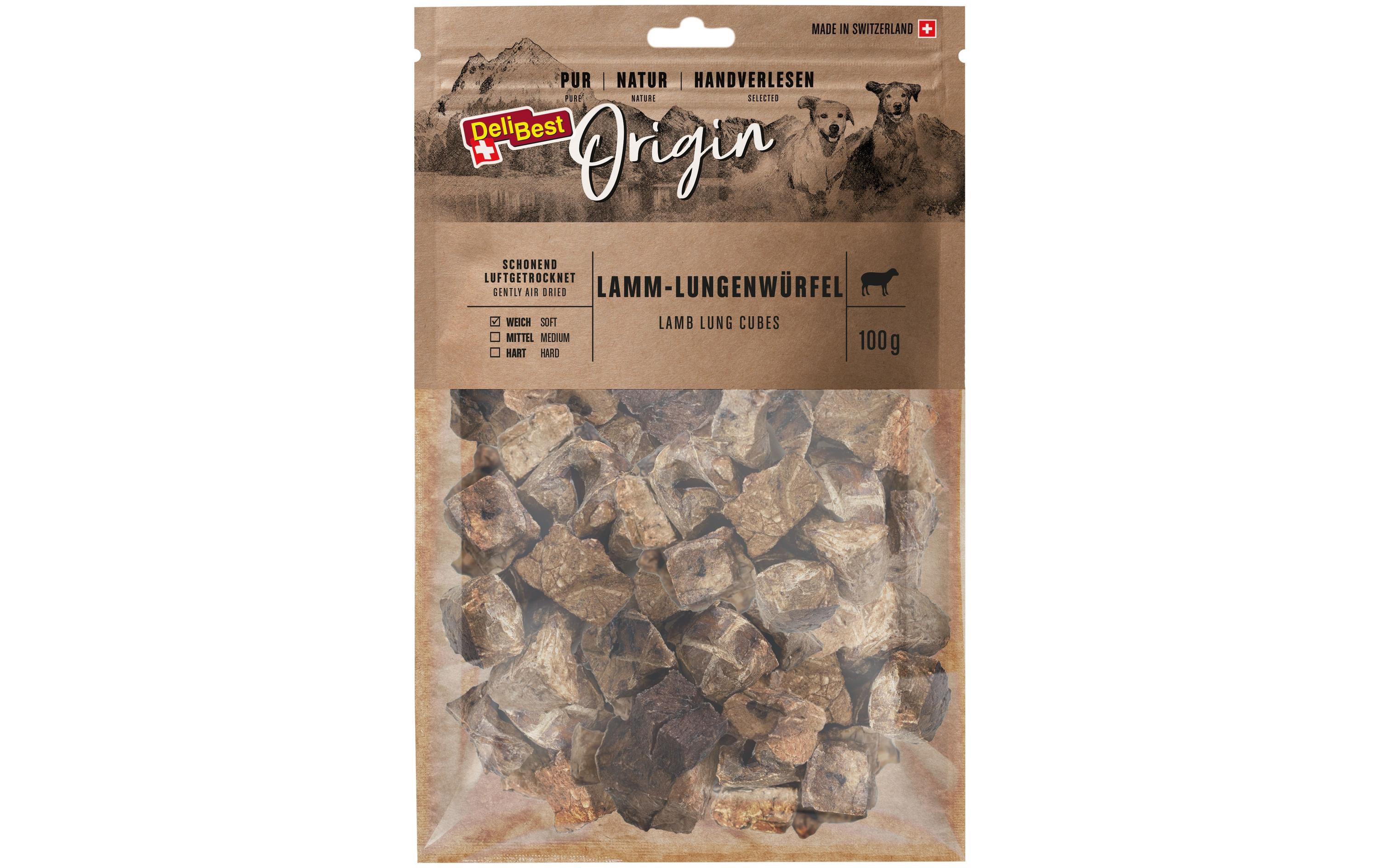 Kausnack Origin Lamm-Lungenwürfel 100 gLuftgetrockneter Kauartikel für Hunde