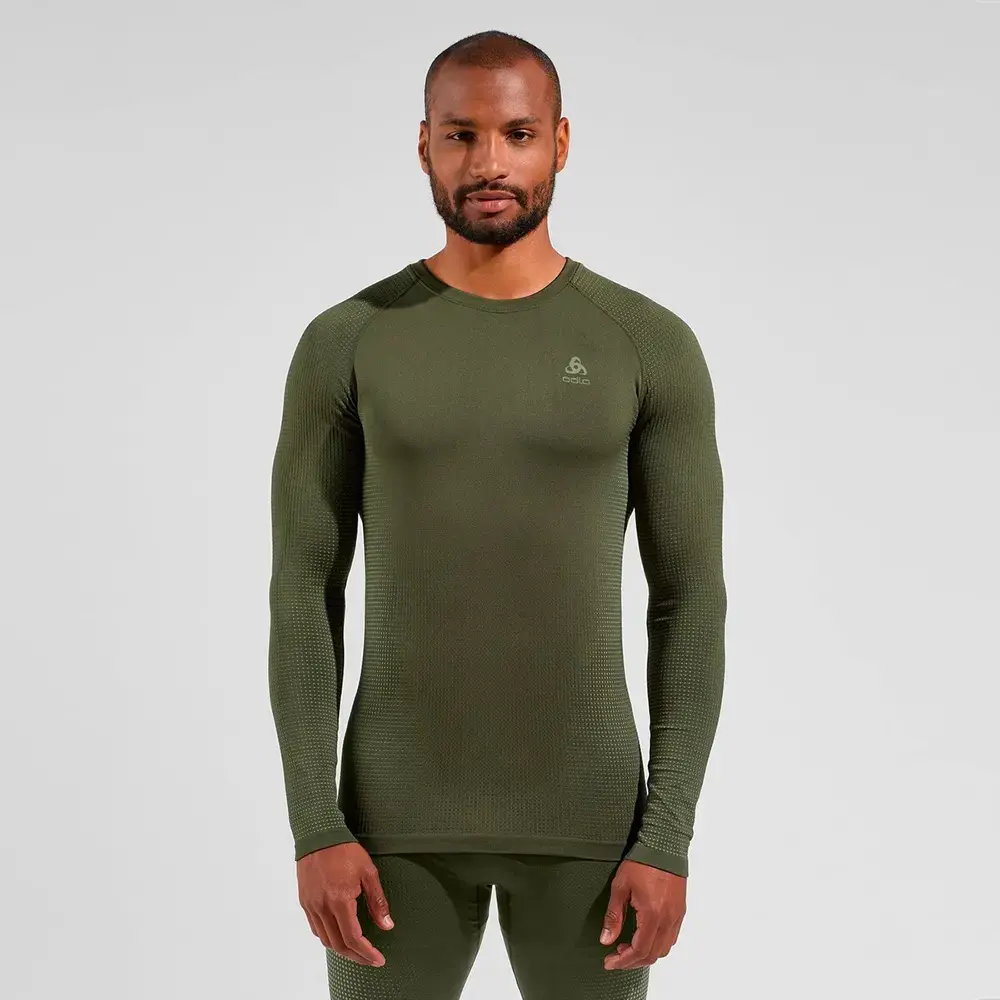 Odlo Performance Warm Eco Crew Thermoshirt Lange Mouwen Groen Heren
