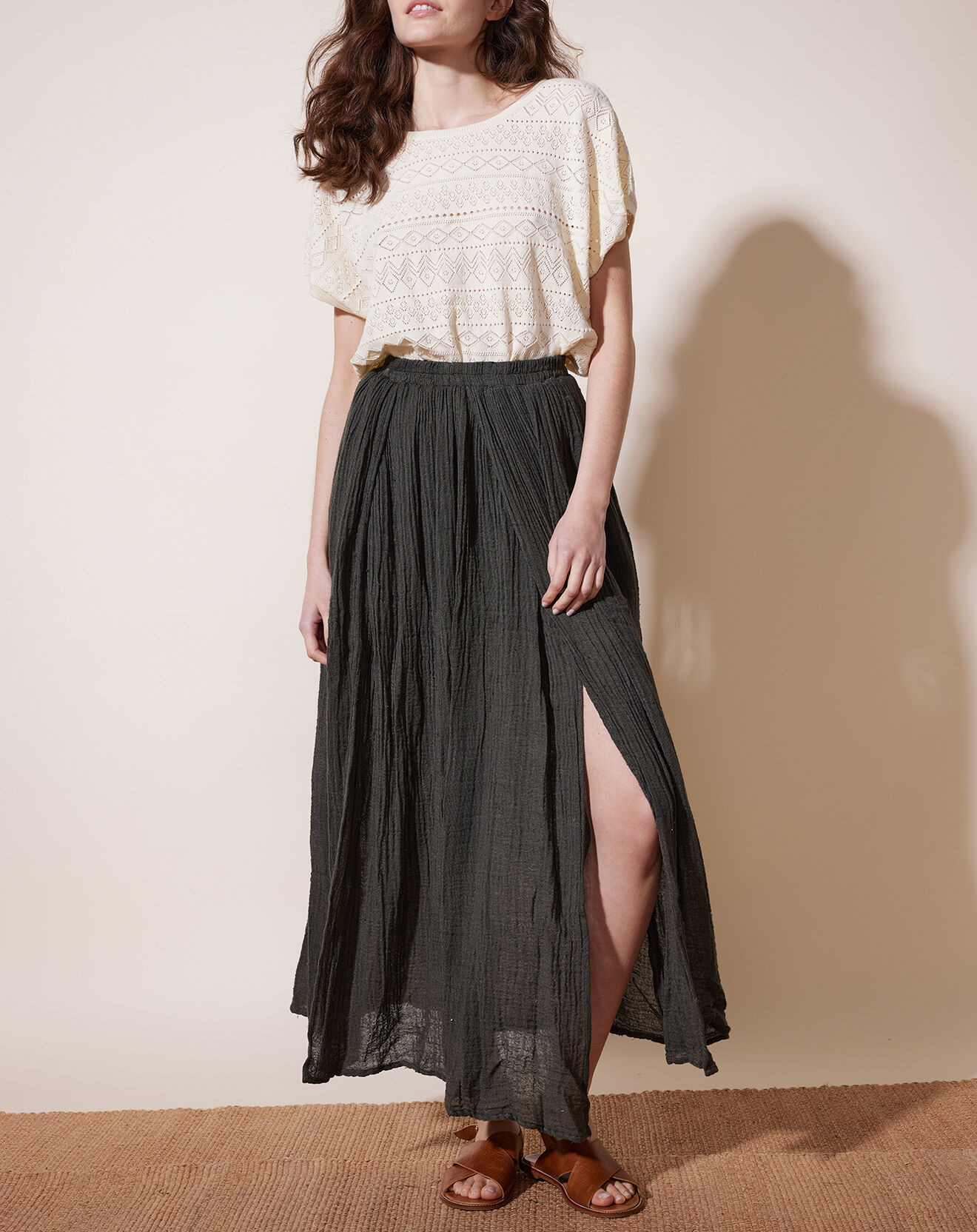 Louizon Jupe en Lin & Coton Yosaley carbonne
