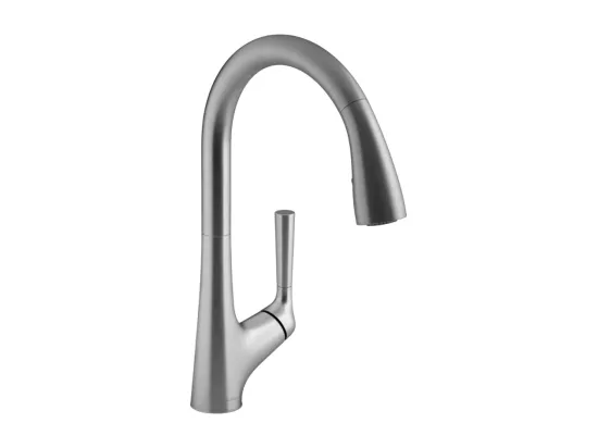 Mitigeur cuisine JACOB DELAFON Forte Bec douchette extractible en inox brossé