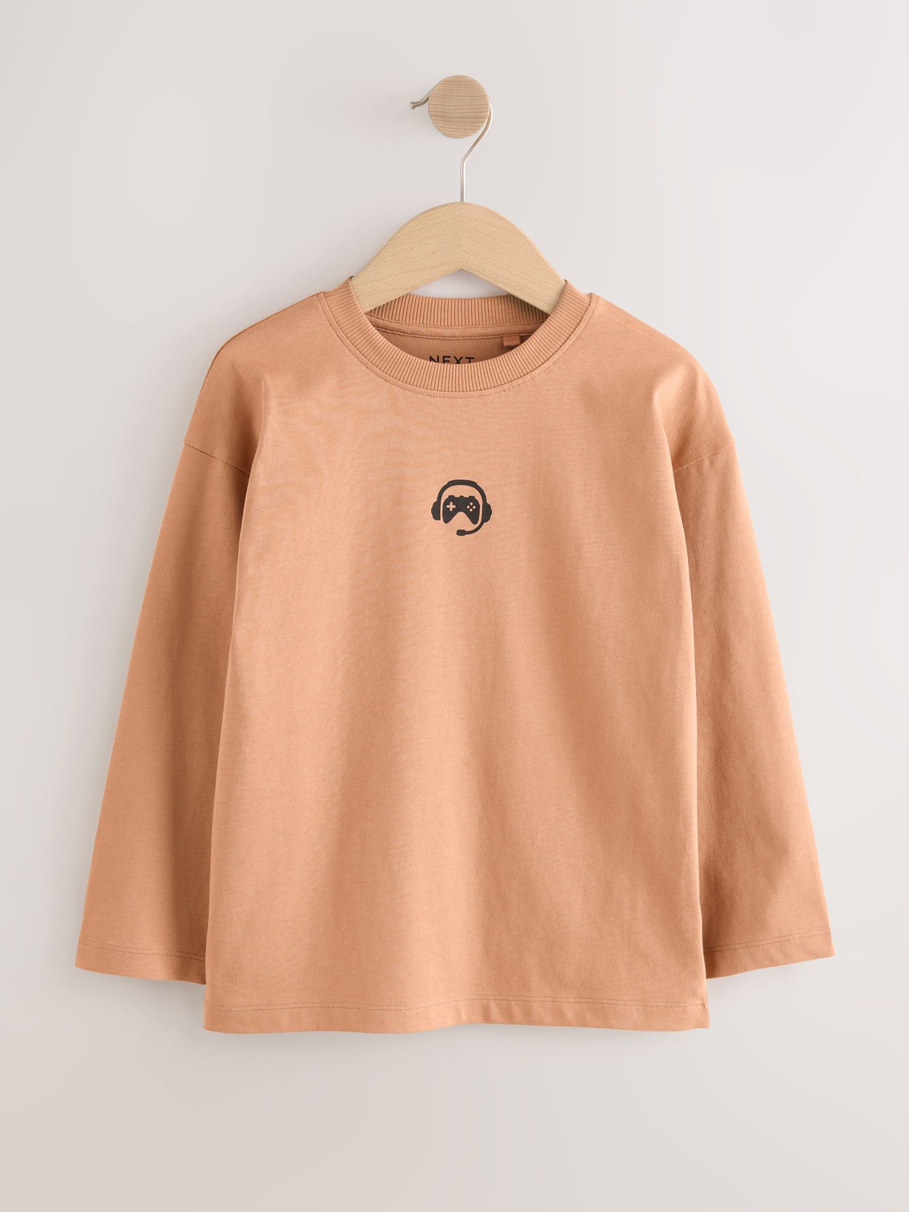 Groen/rood/camel/paars - Long Sleeve Small Graphic T-Shirts 4 Pack (3-16yrs)