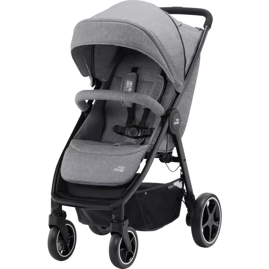 Britax Römer Buggy B-Agile M Elephant Grey inklusive Babyschale Baby-Safe Core i-Size Frost Grey plus Basisstation Core und Adapter
