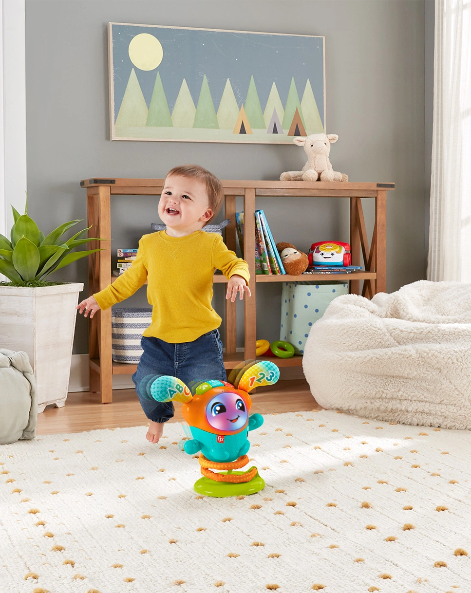 Mattel HJP94 Fisher-Price DJ Hüpfi, Lernspielzeug mit Musik für Babys, deutsch