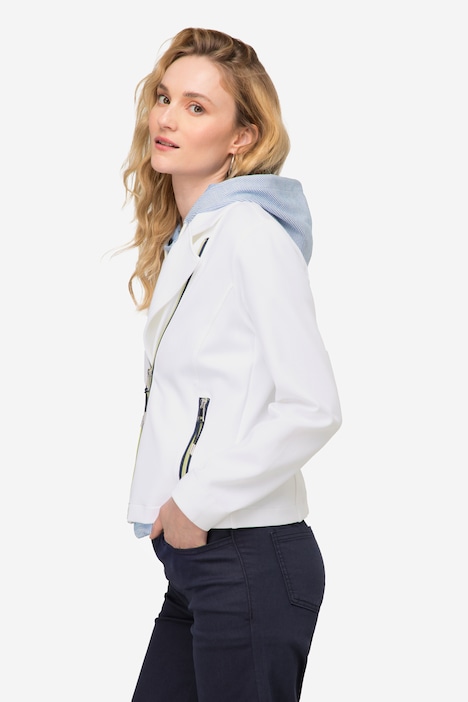 Biker-Jacke, Sweat, Revers, Zipper, Langarm