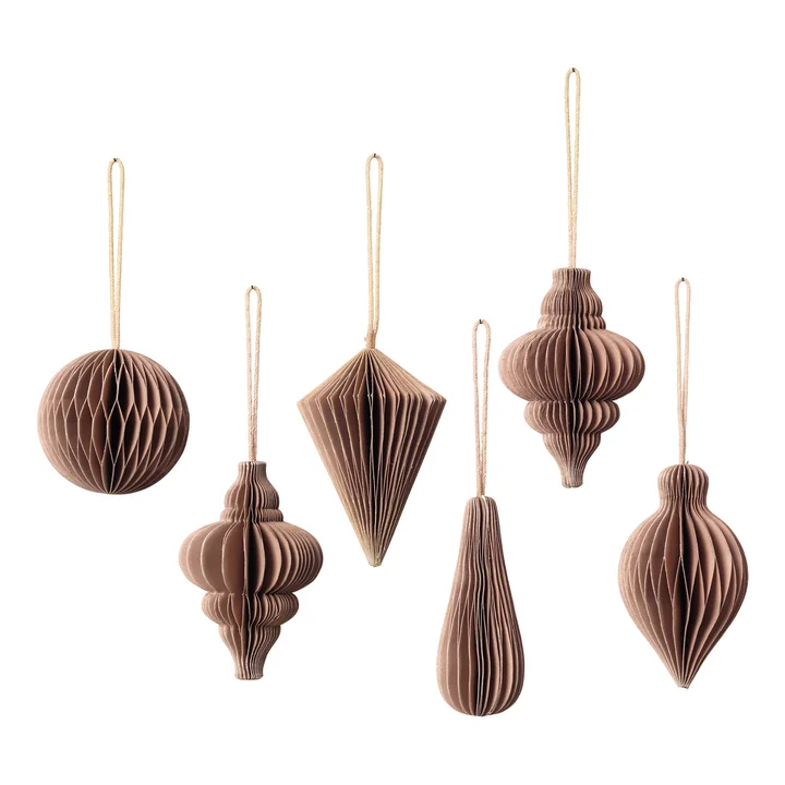 Broste Copenhagen - Christmas Mix Deko-Anhänger, Ø 5 x H 7 cm, indian tan (6er-Set)