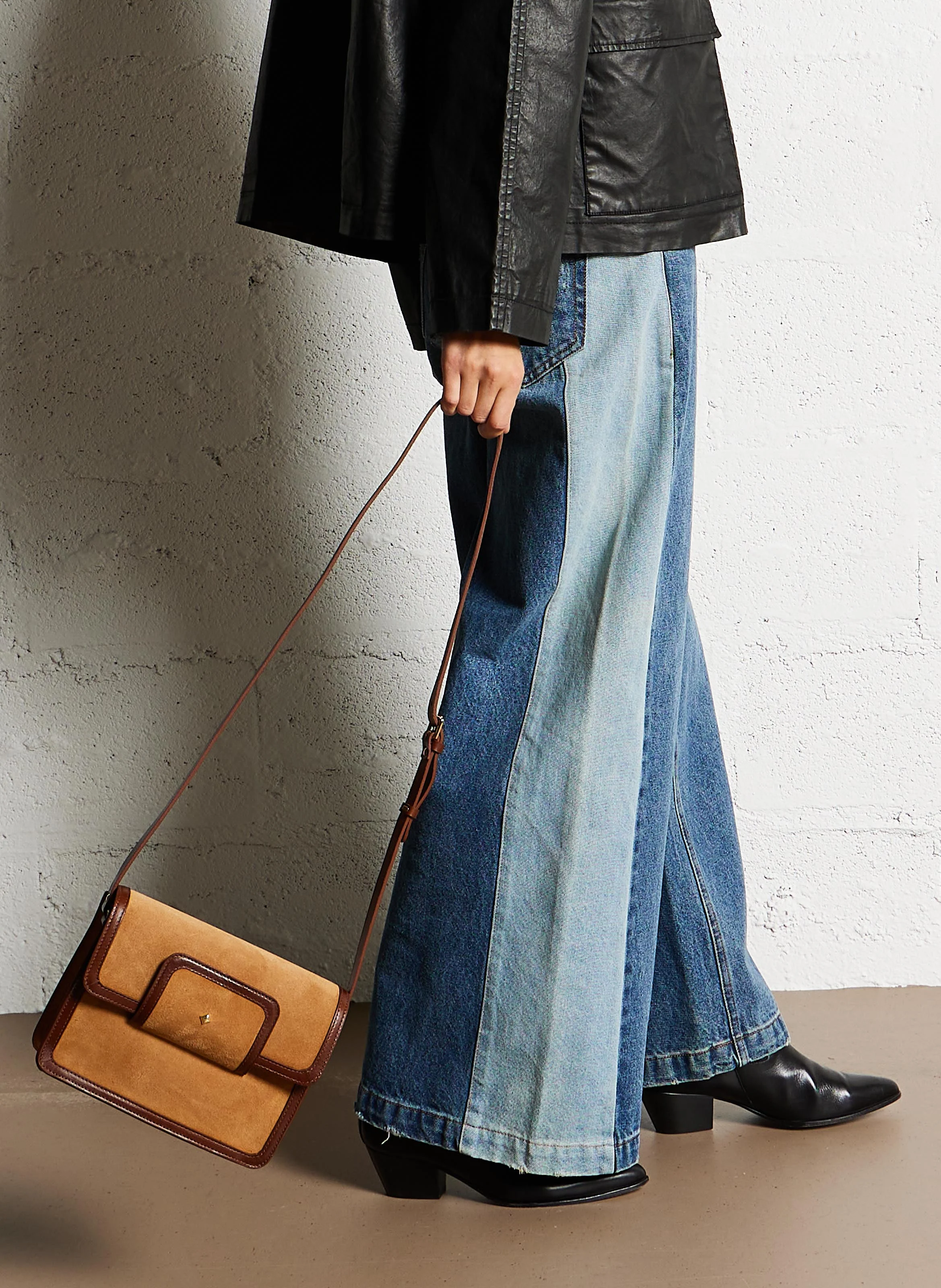 LE MISCHKA VELOURS - Sac bandoulière en cuir | Marron