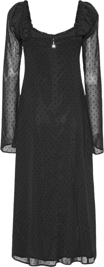 ROTATE Birger Christensen FRILLED LS MIDI DRESS Black