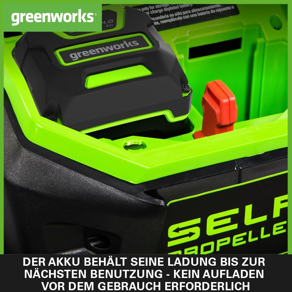 Greenworks 40V Akku - Greenworks 4Ah leistungsstarker Lithium-Ionen Akku für alle Greenworks 40V Garten- und Elektrowerkzeuge, Schnellladung, 3-stufige LED Batterieanzeige, 2 Jahre Garantie - G40B4